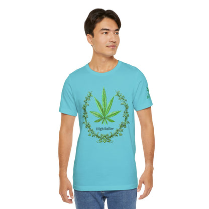 Cannabis Crest Wreath Tee - Botanical Elegance Art Design | High Roller