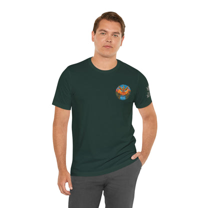 Cannabis Paradise Circle Tee - Tropical Sunset Art Design | High Roller