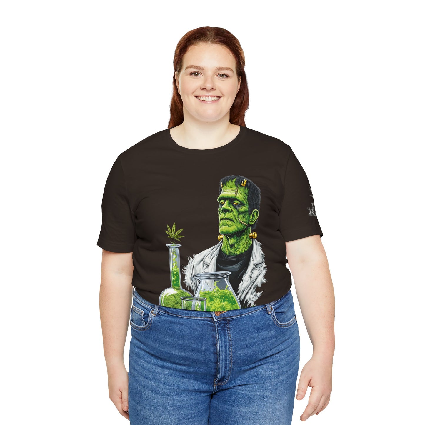 Frankenstein's Laboratory HIGH ROLLER Halloween Cannabis T-Shirt - Premium Monster Scientist 420 Experiment Apparel