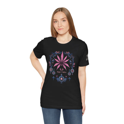 Bohemian Cannabis Mandala Tee - Floral Folk Art Design | High Roller