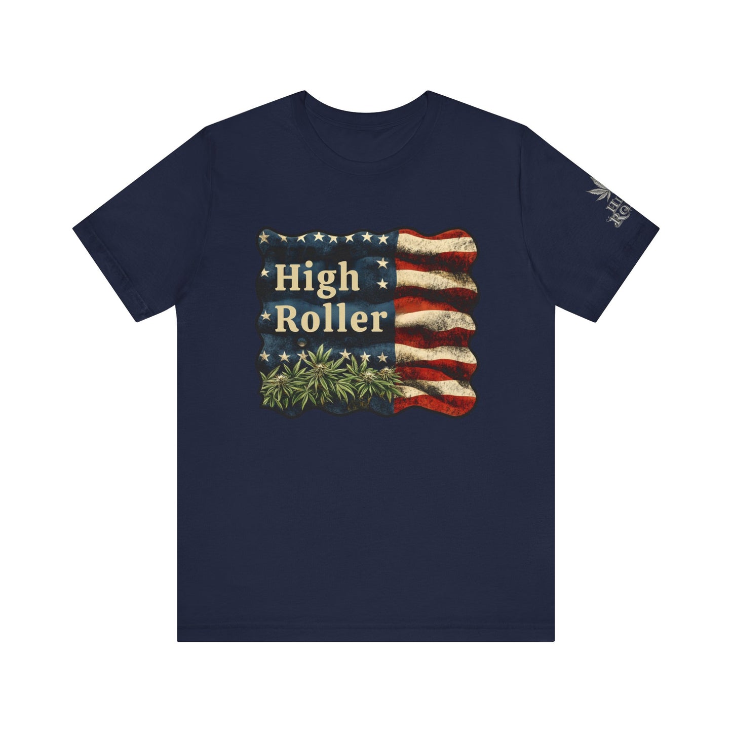American High Roller T-Shirt - Premium Airlume Cotton Cannabis Patriotic Flag Art Tee
