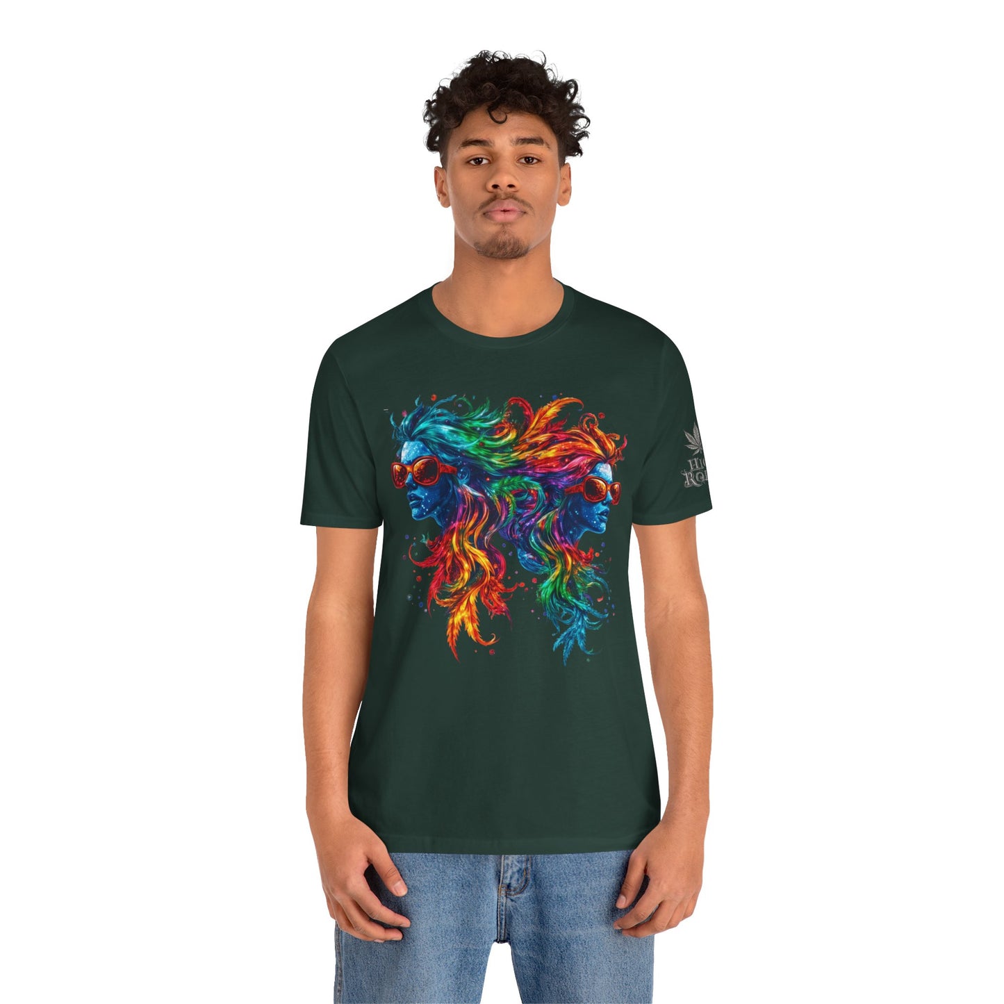 Spectrum Sisters T-Shirt - Premium Airlume Cotton Cannabis Rainbow Psychedelic Art Tee