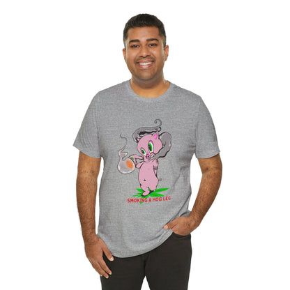 Smoking Hog Leg Pink Pig Tee - Premium Airlume Cotton Cannabis Culture Art