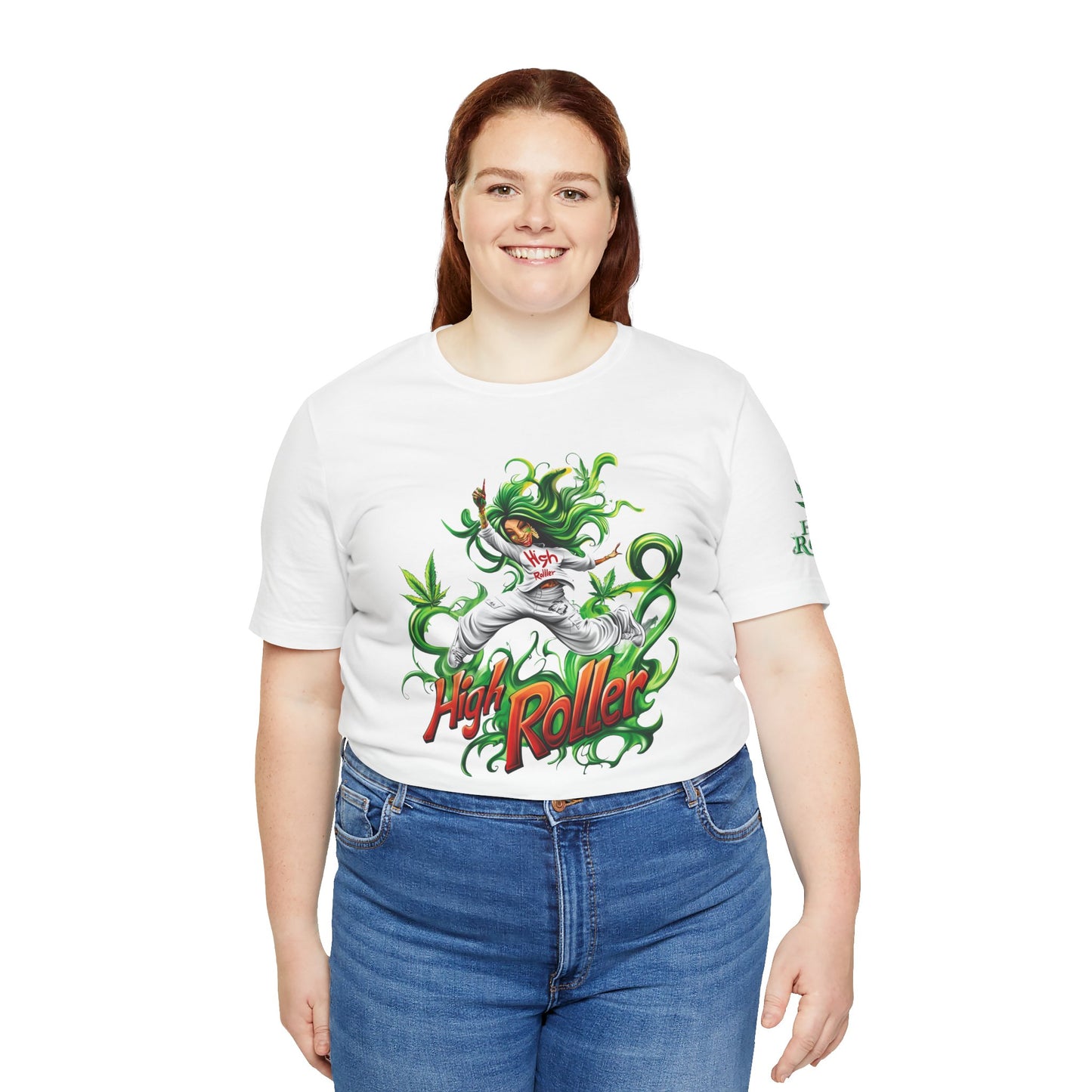 Green Goddess Dance Tee - Premium Airlume Cotton Cannabis Culture Movement Art