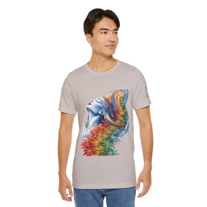 Rainbow Bloom Tee - Premium Airlume Cotton Cannabis Culture Spectrum Goddess Art