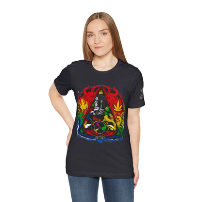High Roller Sacred Buddha Cannabis T-Shirt - Premium 420 Spiritual Meditation Enlightenment Botanical Artistry Apparel