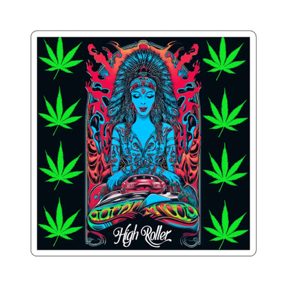 Sacred Cannabis Fire Meditation Sticker | High Roller Spiritual Art | Premium Die-Cut Vinyl Decal