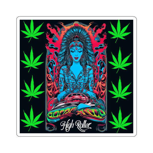 Sacred Cannabis Fire Meditation Sticker | High Roller Spiritual Art | Premium Die-Cut Vinyl Decal
