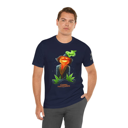 Victorian Pumpkin Gentleman HIGH ROLLER Halloween Cannabis T-Shirt - Premium Jack-o'-Lantern Aristocrat Meditation 420 Apparel