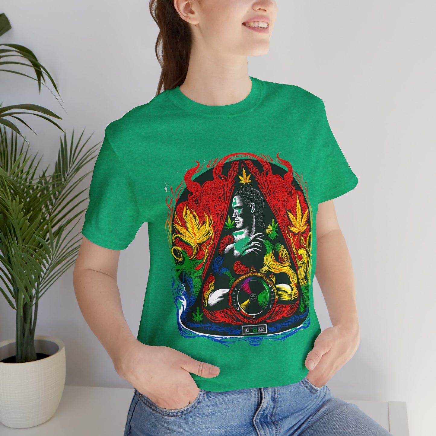 High Roller Sacred Buddha Cannabis T-Shirt - Premium 420 Spiritual Meditation Enlightenment Botanical Artistry Apparel