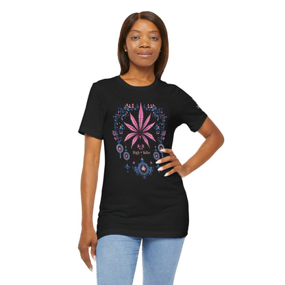 Bohemian Cannabis Mandala Tee - Floral Folk Art Design | High Roller