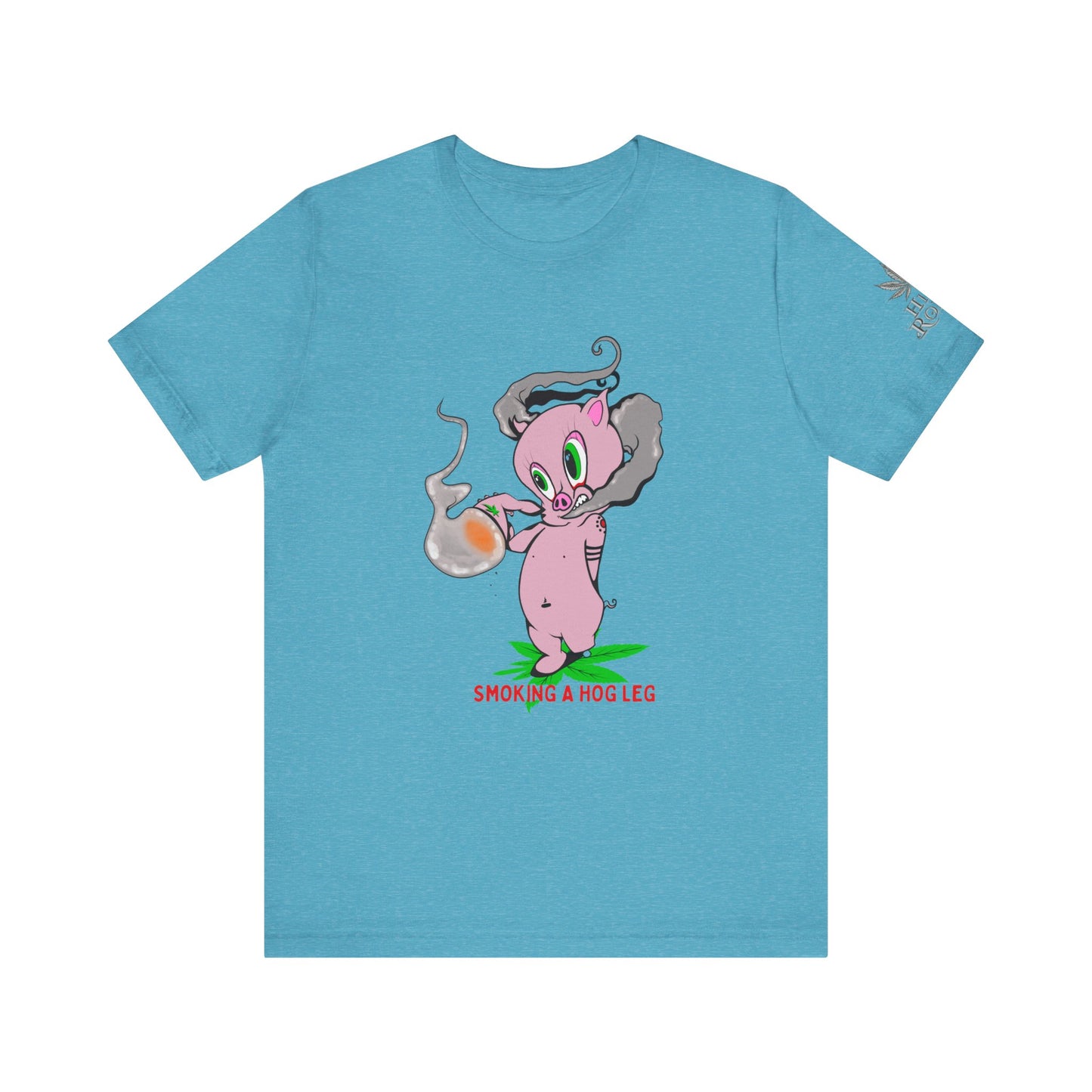 Smoking Hog Leg Pink Pig Tee - Premium Airlume Cotton Cannabis Culture Art
