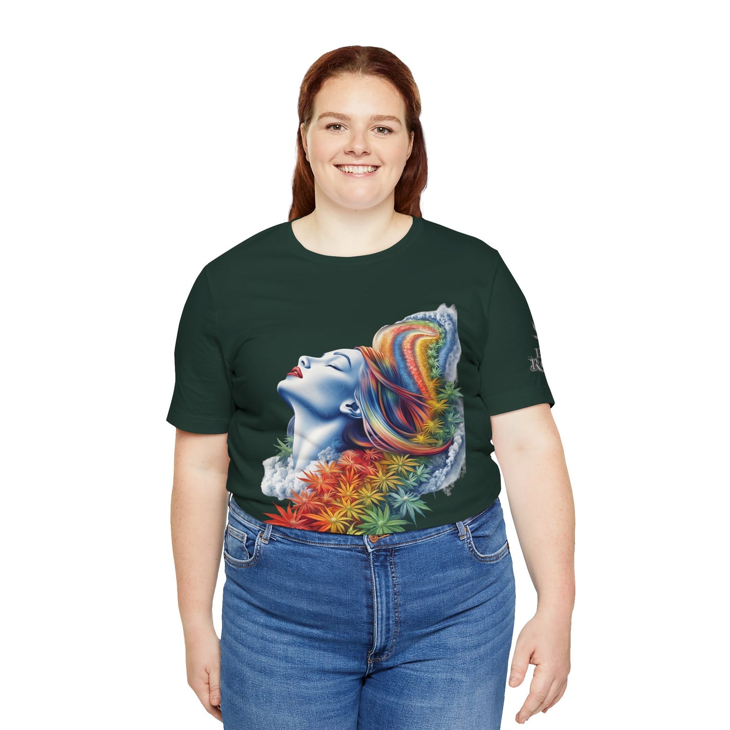 Rainbow Bloom Tee - Premium Airlume Cotton Cannabis Culture Spectrum Goddess Art