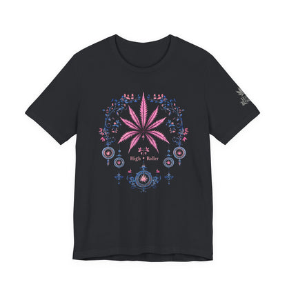 Bohemian Cannabis Mandala Tee - Floral Folk Art Design | High Roller