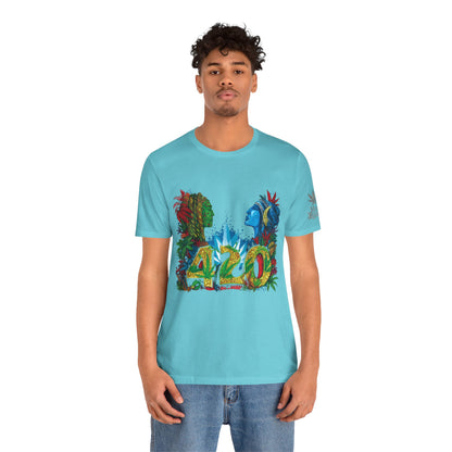 420 Celebration Premium Cannabis Culture T-Shirt - Dual Profile Art With Nature Elements And Bold 420 Typography