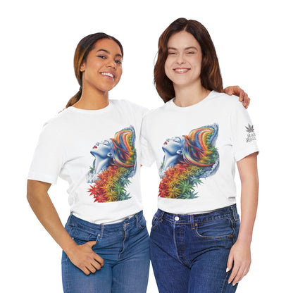 Rainbow Cannabis Goddess Tee - Ethereal Beauty Art Design | High Roller