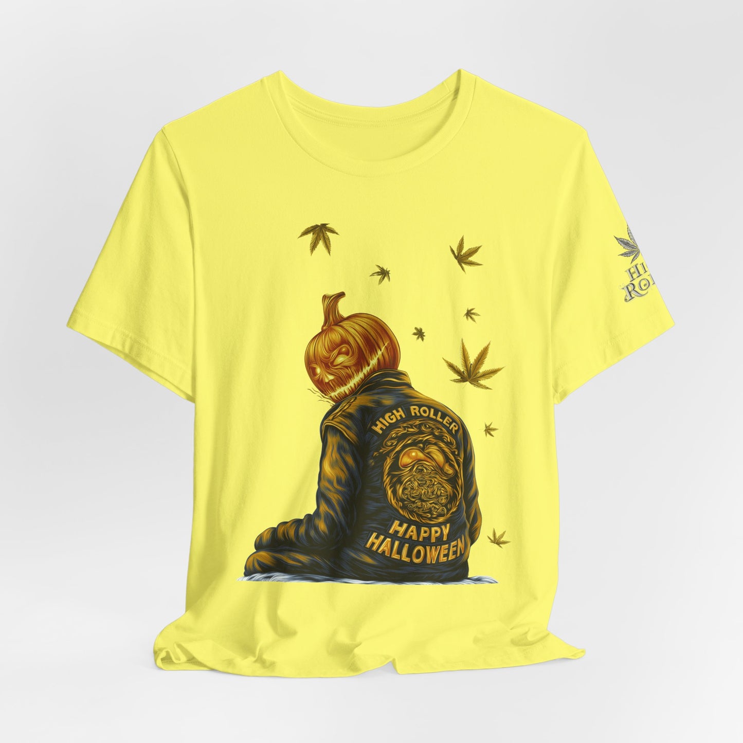 Pumpkin Head HIGH ROLLER Halloween T-Shirt - Premium Cannabis Culture Apparel