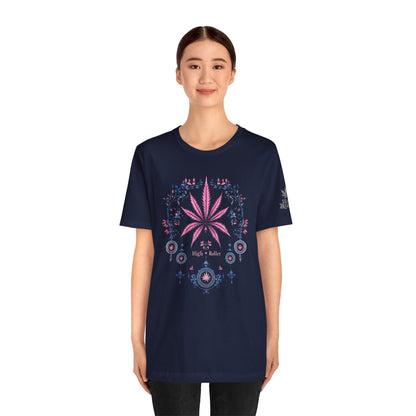 Bohemian Cannabis Mandala Tee - Floral Folk Art Design | High Roller