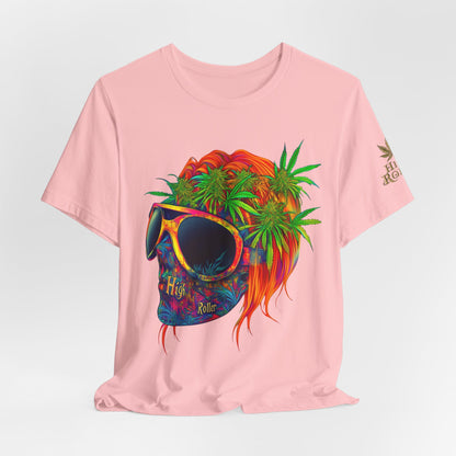Tropical Cannabis Skull Tee - Paradise Vibes Art Design | High Roller