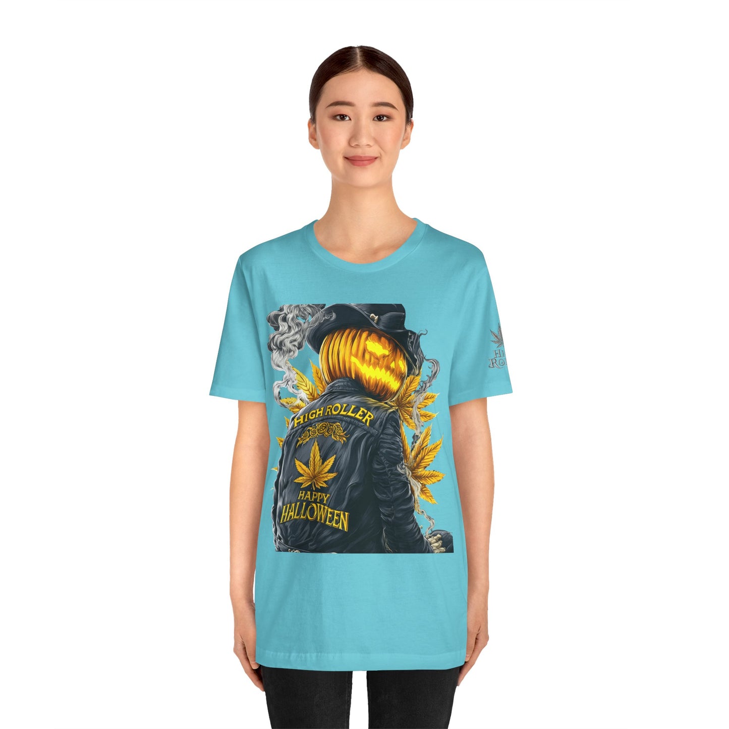 Halloween Witch Rider Cannabis T-Shirt - Premium Spooky 420 Biker Edition Apparel