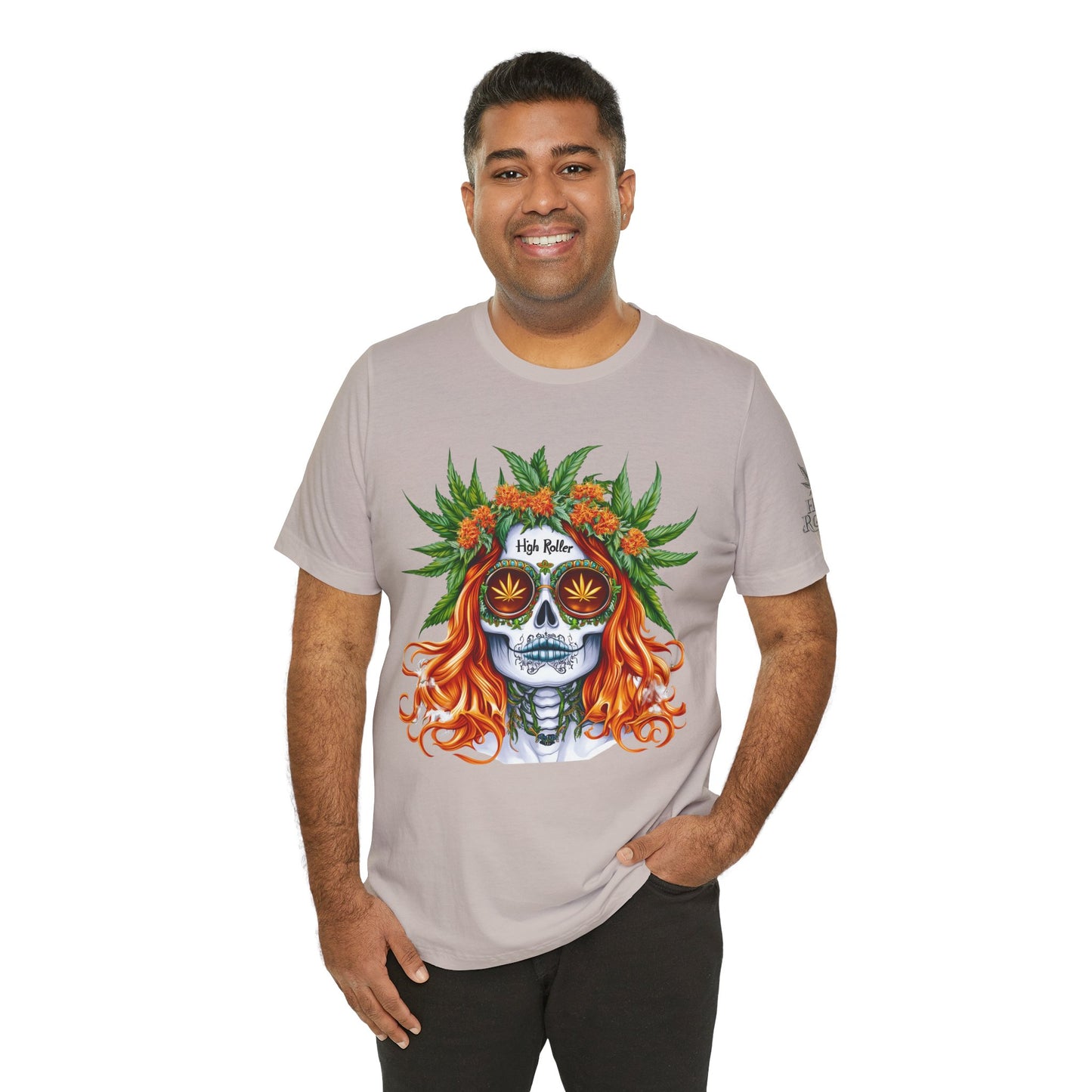 Sugar Skull Cannabis Tee - Day of Dead Art Design | High Roller