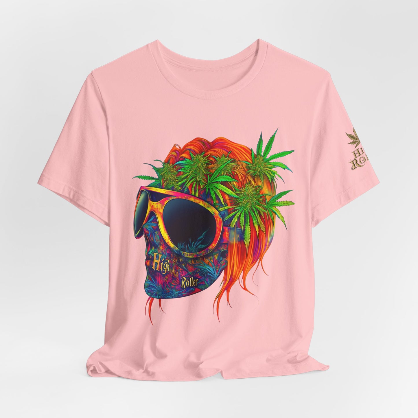 Psychedelic Skull Tee - Premium Airlume Cotton Cannabis Culture Rainbow Skull Art