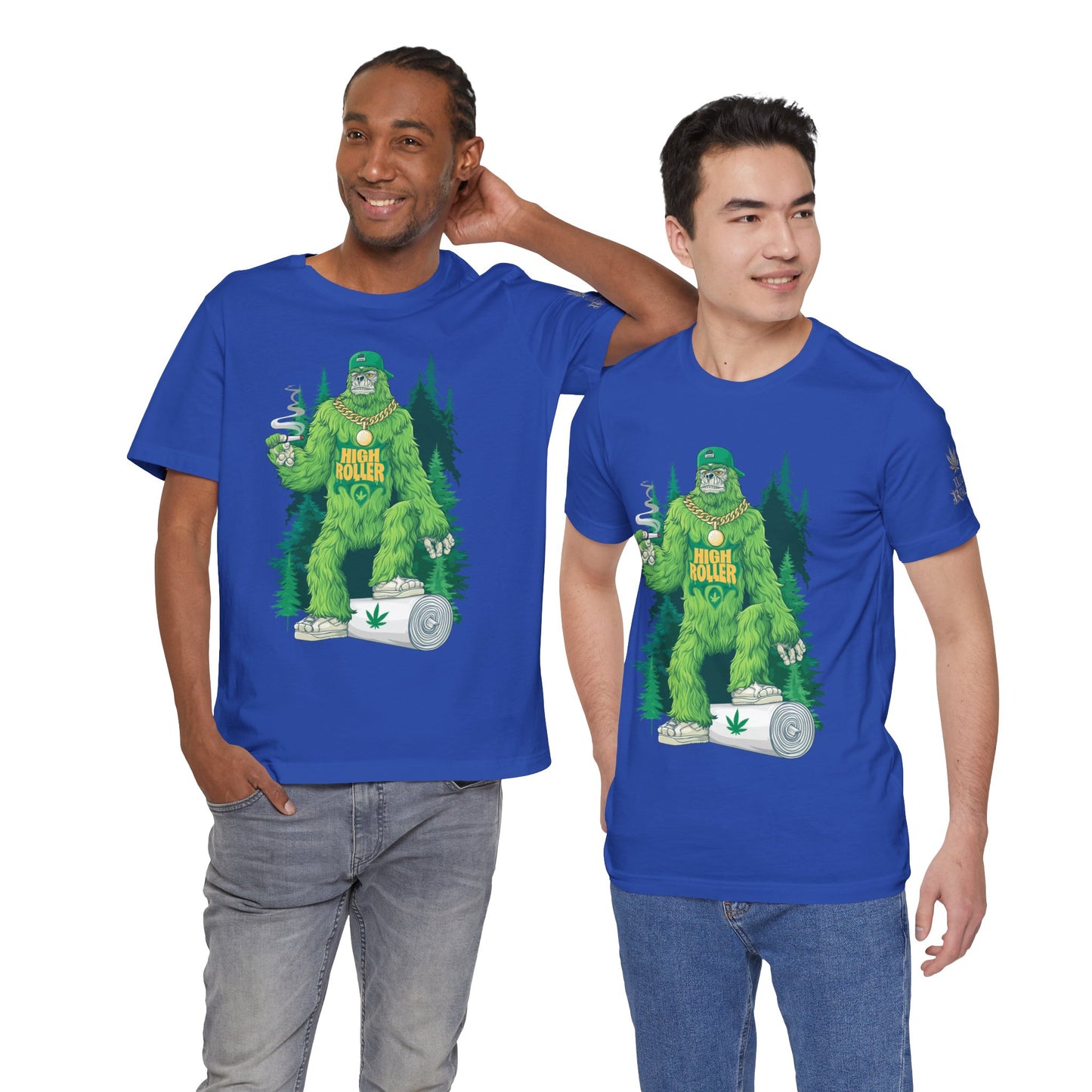 Bigfoot HIGH ROLLER Halloween Cannabis Forest T-Shirt - Premium Sasquatch Lifestyle Legend 420 Apparel