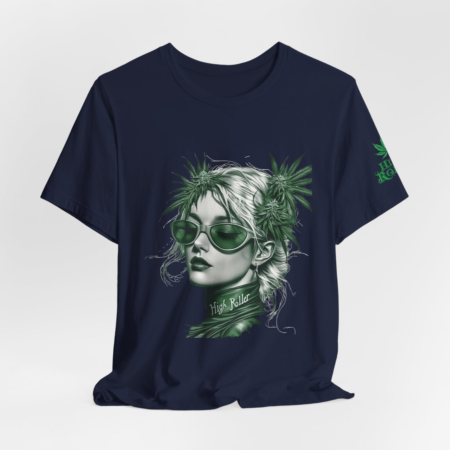 Green Queen T-Shirt - Premium Airlume Cotton Cannabis Crown Portrait Art Tee