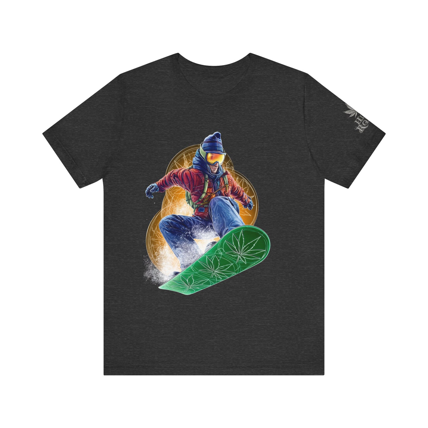 High Roller Snowboard Cannabis T-Shirt - Premium 420 Winter Sports Action Shred Mountain Lifestyle Apparel