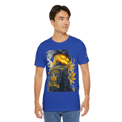Halloween Witch Rider Cannabis T-Shirt - Premium Spooky 420 Biker Edition Apparel