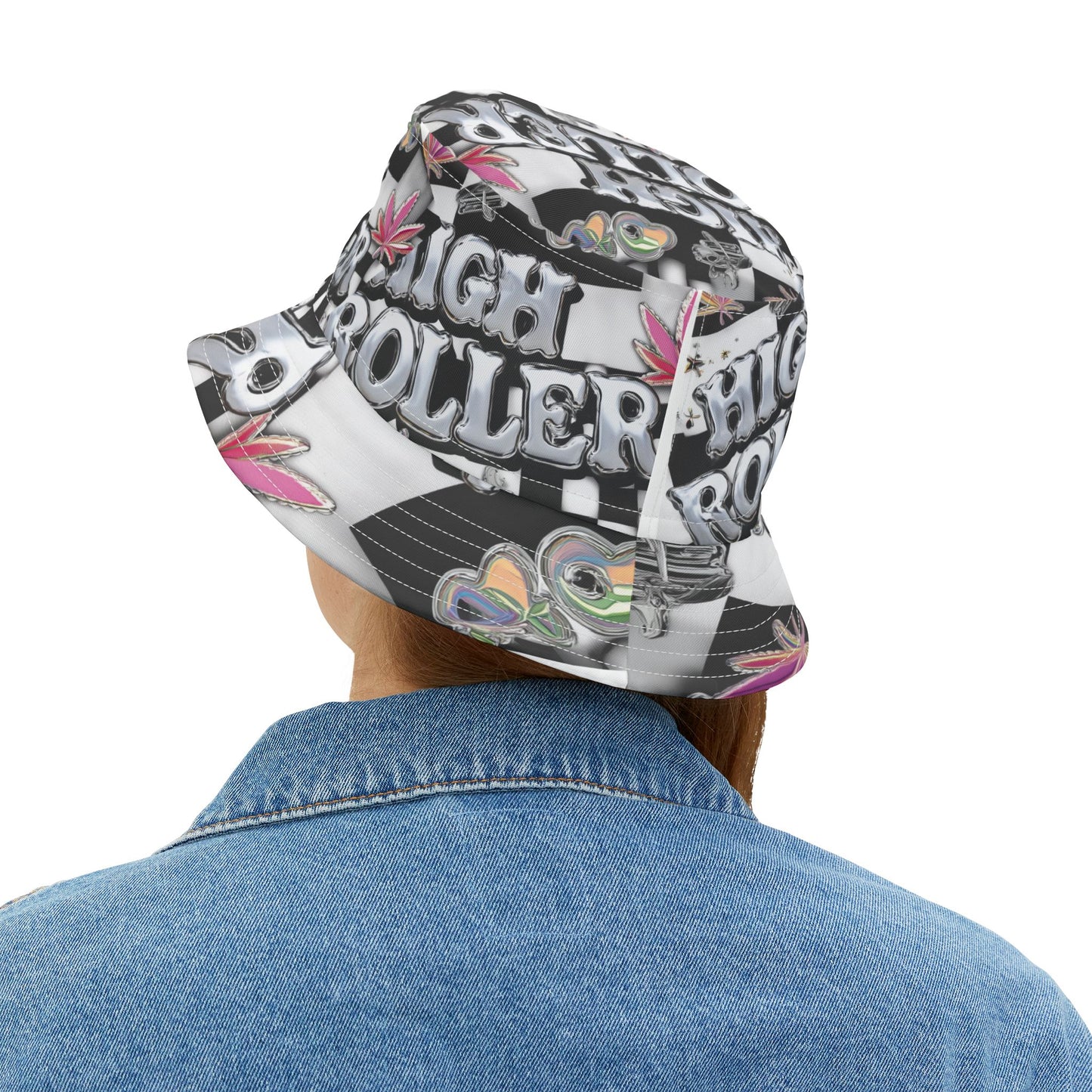 HIGH ROLLER Chrome Cyber Bucket Hat