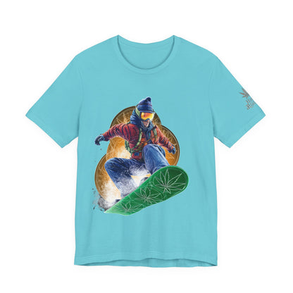 High Roller Snowboard Cannabis T-Shirt - Premium 420 Winter Sports Action Shred Mountain Lifestyle Apparel