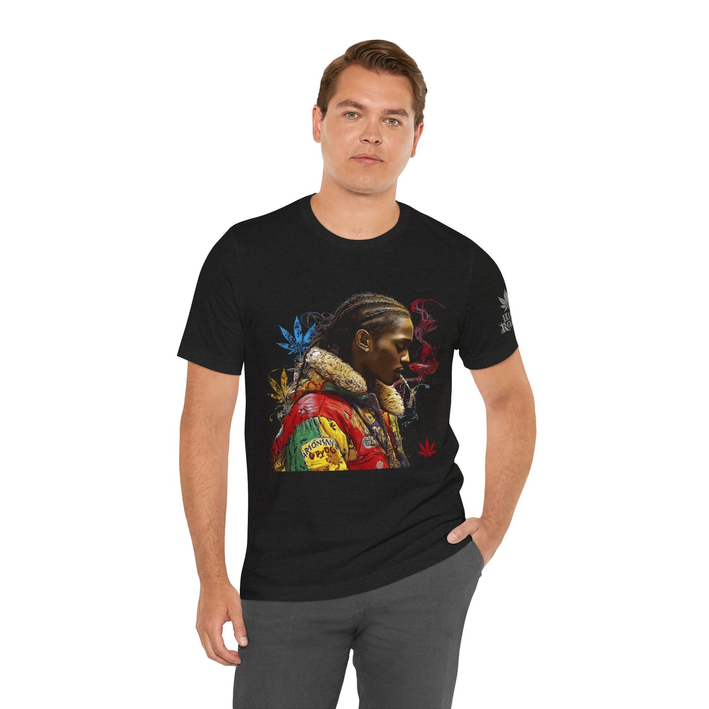 High Roller Profile Smoke Art Cannabis T-Shirt - Premium 420 Hip-Hop Portrait Street Culture Elevated Lifestyle Apparel