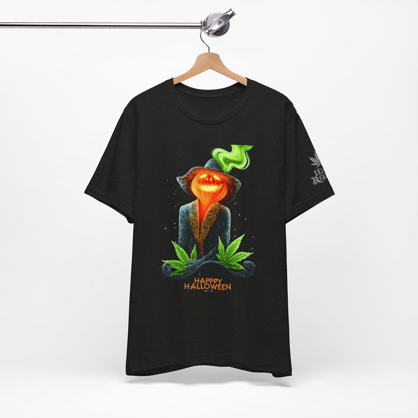 Victorian Pumpkin Gentleman HIGH ROLLER Halloween Cannabis T-Shirt - Premium Jack-o'-Lantern Aristocrat Meditation 420 Apparel