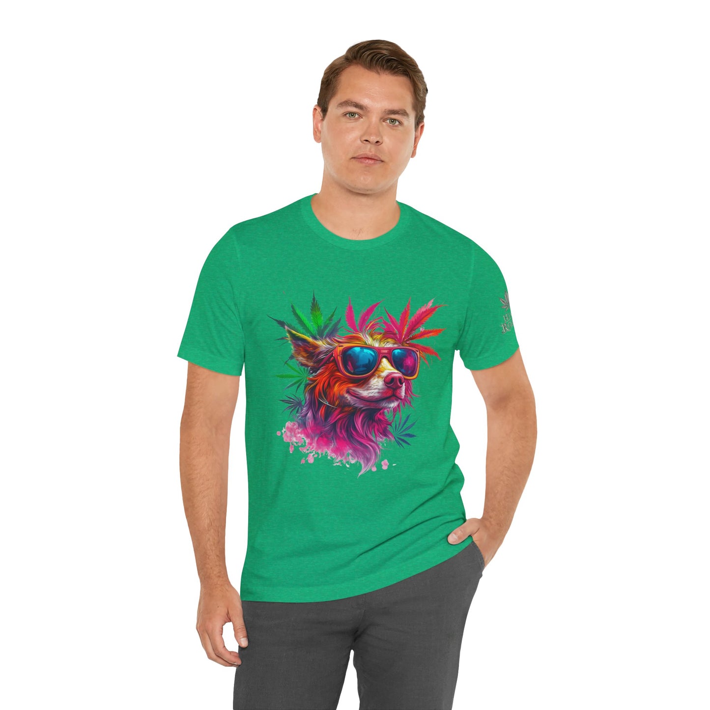 Spectrum Pup Tee - Premium Airlume Cotton Cannabis Culture Psychedelic Dog Art