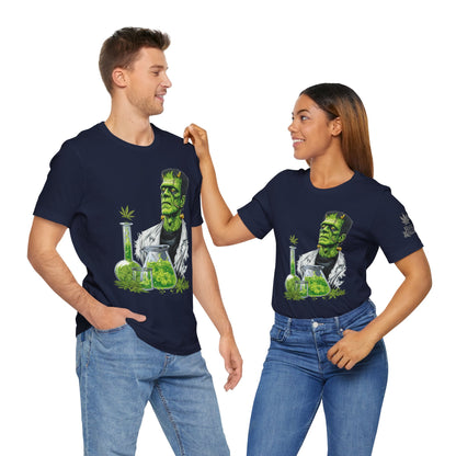 Frankenstein's Laboratory HIGH ROLLER Halloween Cannabis T-Shirt - Premium Monster Scientist 420 Experiment Apparel