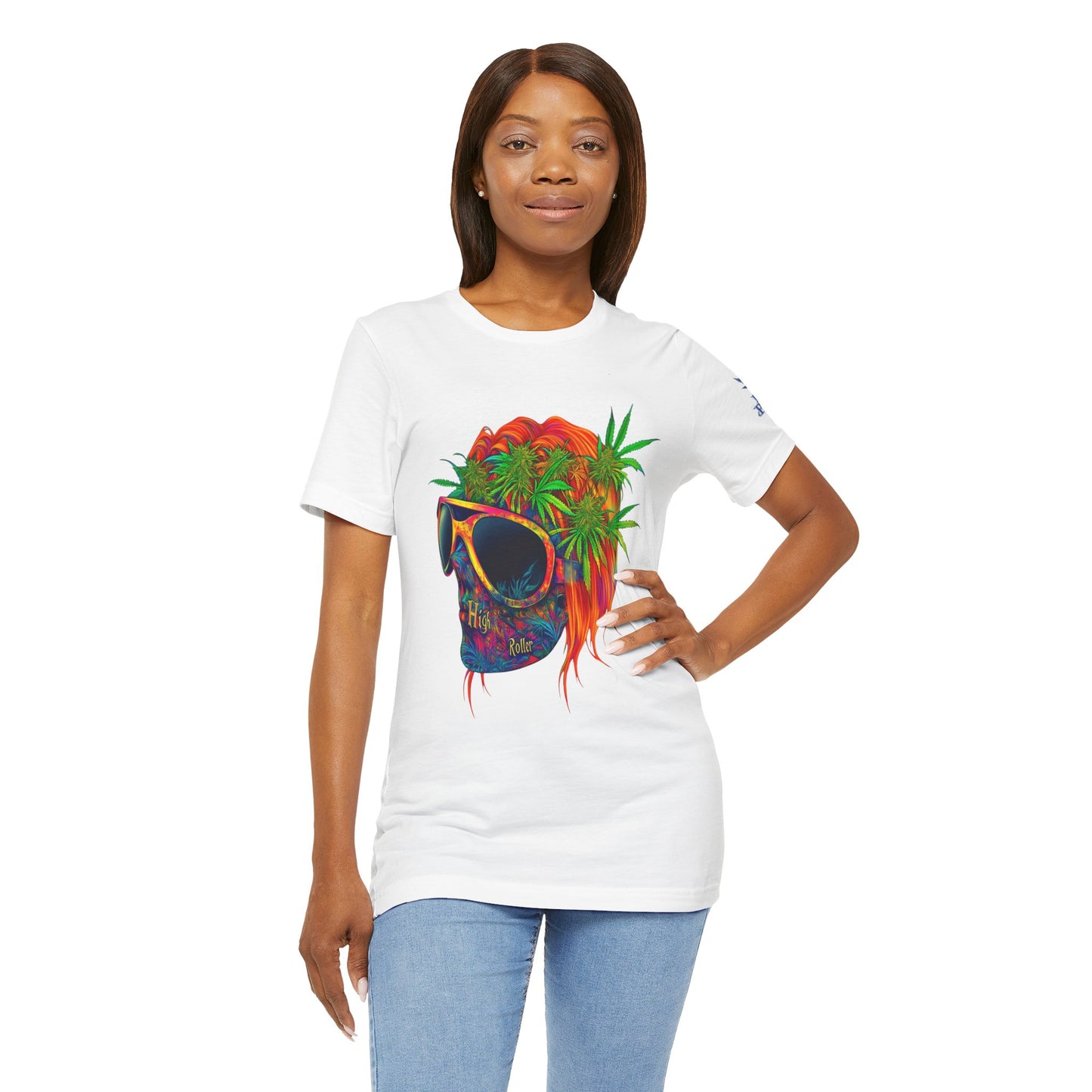 Tropical Cannabis Skull Tee - Paradise Vibes Art Design | High Roller
