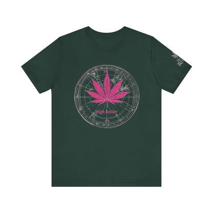True North Tee - Premium Airlume Cotton Cannabis Culture Compass Navigation Art