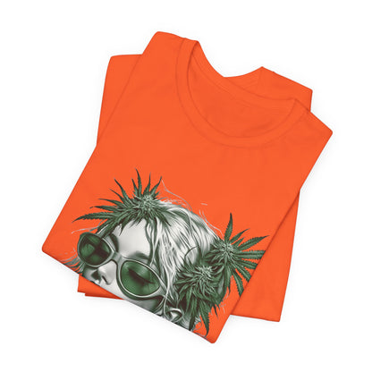 Green Queen T-Shirt - Premium Airlume Cotton Cannabis Crown Portrait Art Tee