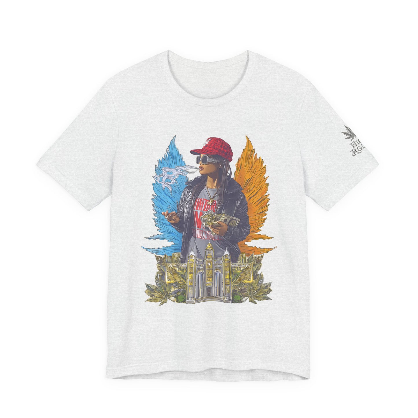 High Roller Golden Wings Money Cannabis T-Shirt - Premium 420 Hip-Hop Angel Street Culture Success Lifestyle Apparel