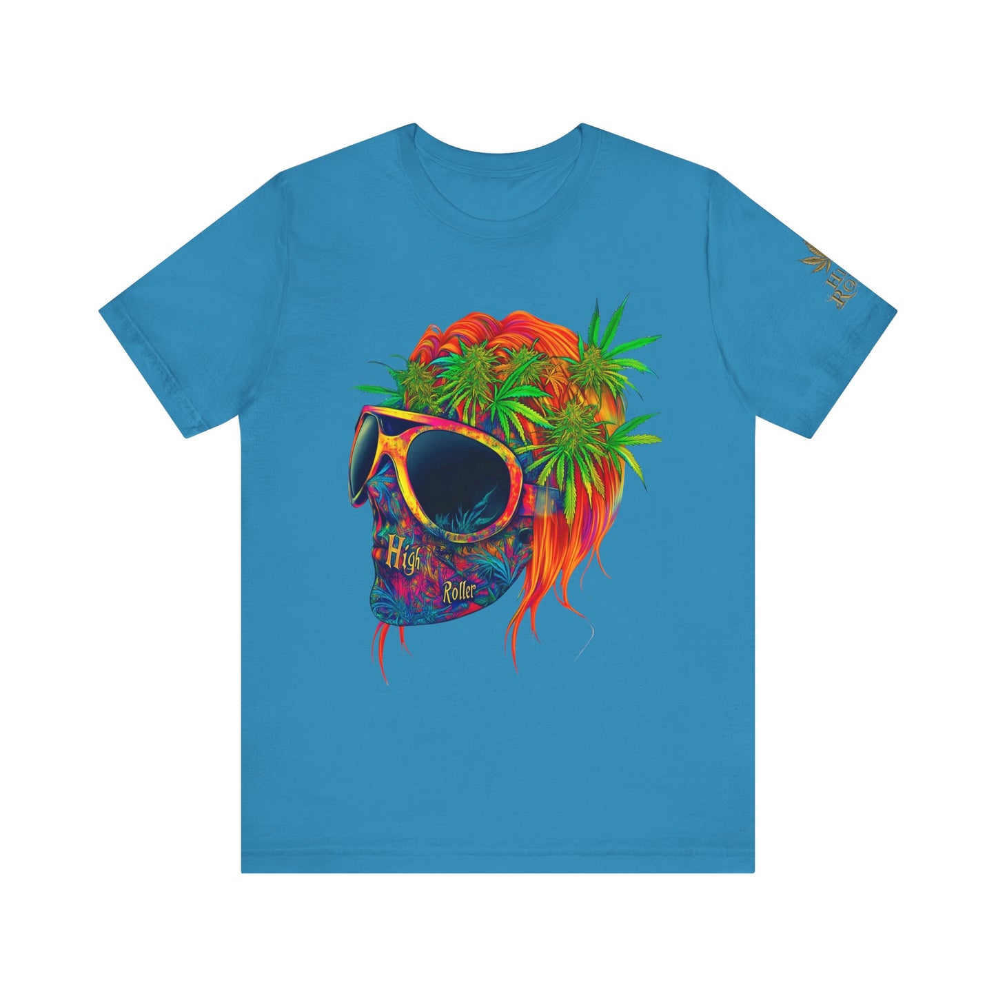 Tropical Cannabis Skull Tee - Paradise Vibes Art Design | High Roller