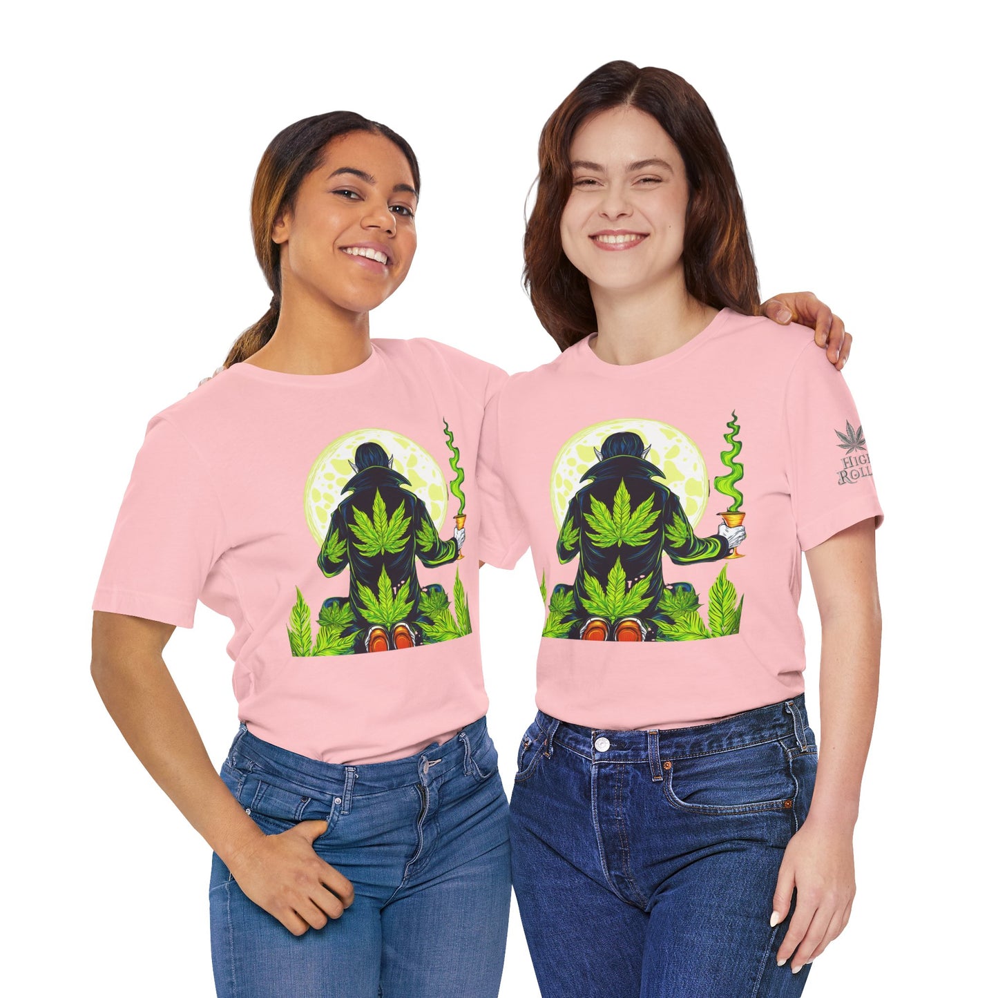 Luxury Gothic Cannabis Vampire T-Shirt - Premium Dark HIGH ROLLER Streetwear - Elevated Nocturnal 420 Fashion