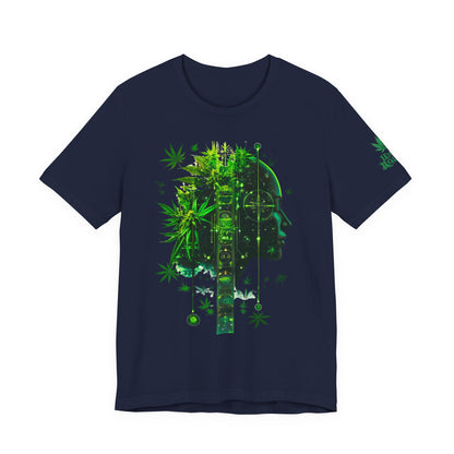 Digital Mind Tee - Premium Airlume Cotton Cannabis Culture Tech Art Matrix Design