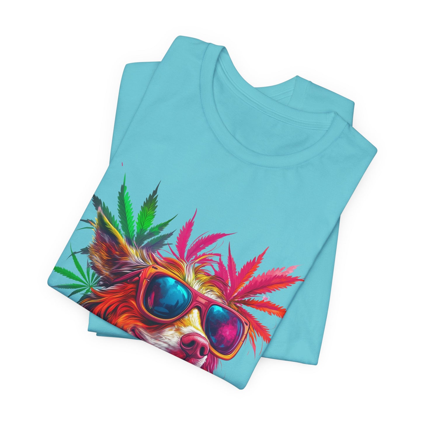 Spectrum Pup Tee - Premium Airlume Cotton Cannabis Culture Psychedelic Dog Art