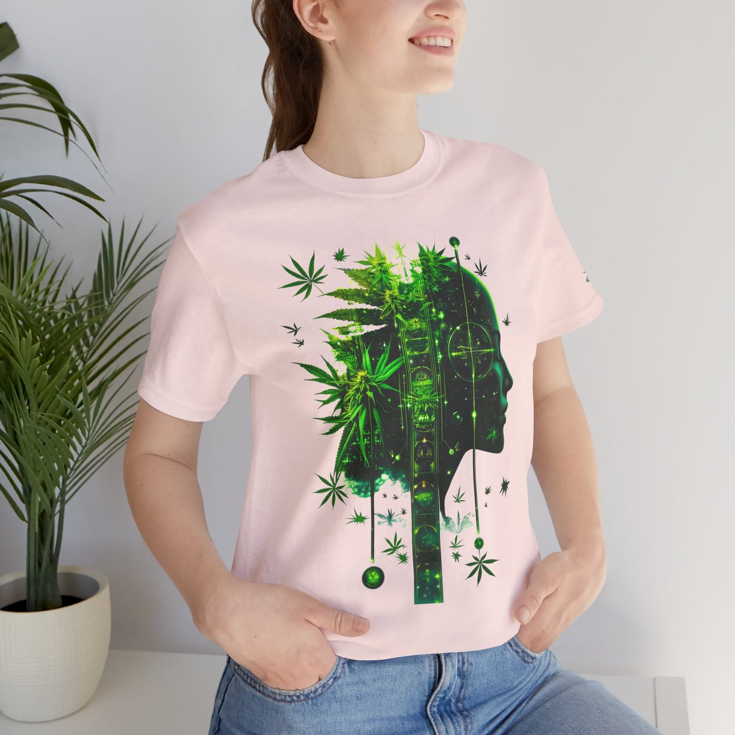Digital Mind Tee - Premium Airlume Cotton Cannabis Culture Tech Art Matrix Design