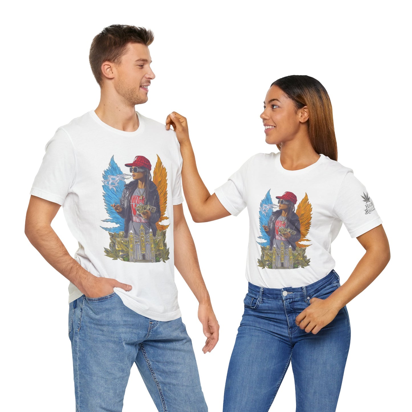 High Roller Golden Wings Money Cannabis T-Shirt - Premium 420 Hip-Hop Angel Street Culture Success Lifestyle Apparel