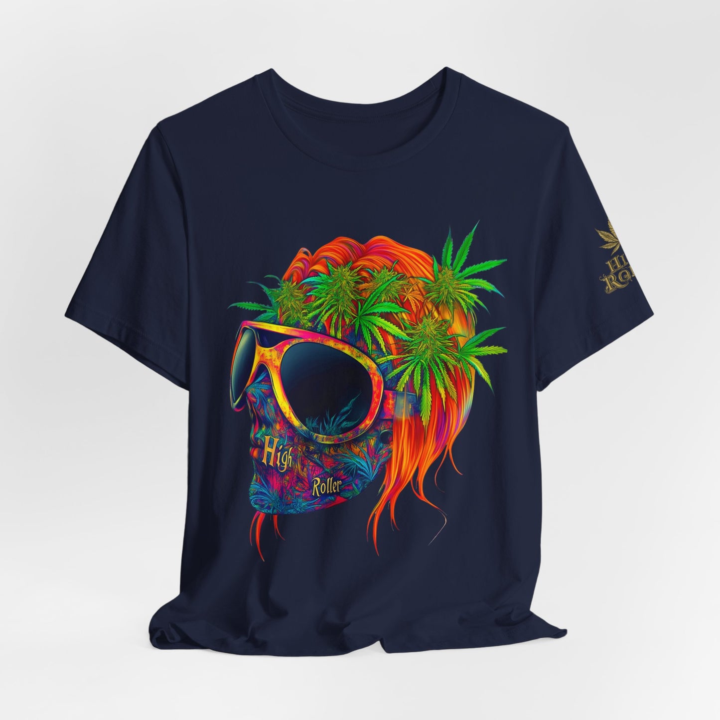 Psychedelic Skull Tee - Premium Airlume Cotton Cannabis Culture Rainbow Skull Art
