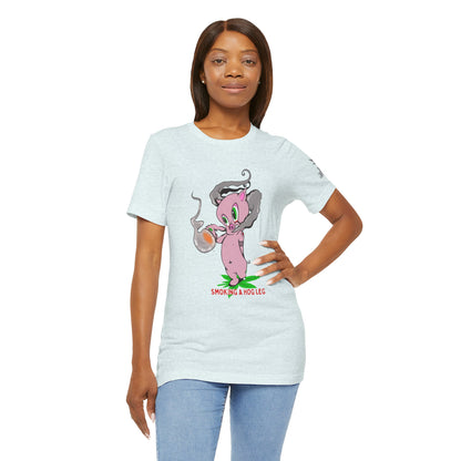 Smoking Hog Leg Pink Pig Tee - Premium Airlume Cotton Cannabis Culture Art