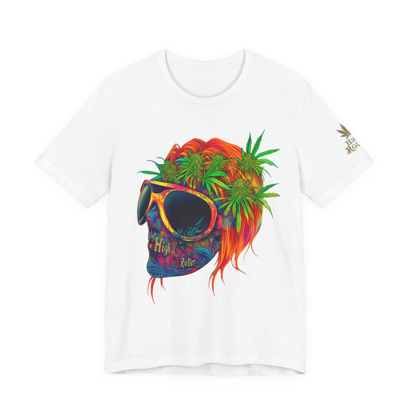 Tropical Cannabis Skull Tee - Paradise Vibes Art Design | High Roller