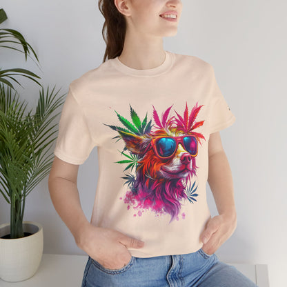 Spectrum Pup Tee - Premium Airlume Cotton Cannabis Culture Psychedelic Dog Art